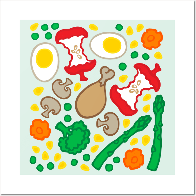 PICNIC Fun Summer Food Apple Core Eggs Veggies Drumstick Bright Graphic Colours - UnBlink Studio by Jackie Tahara Wall Art by UnBlink Studio by Jackie Tahara